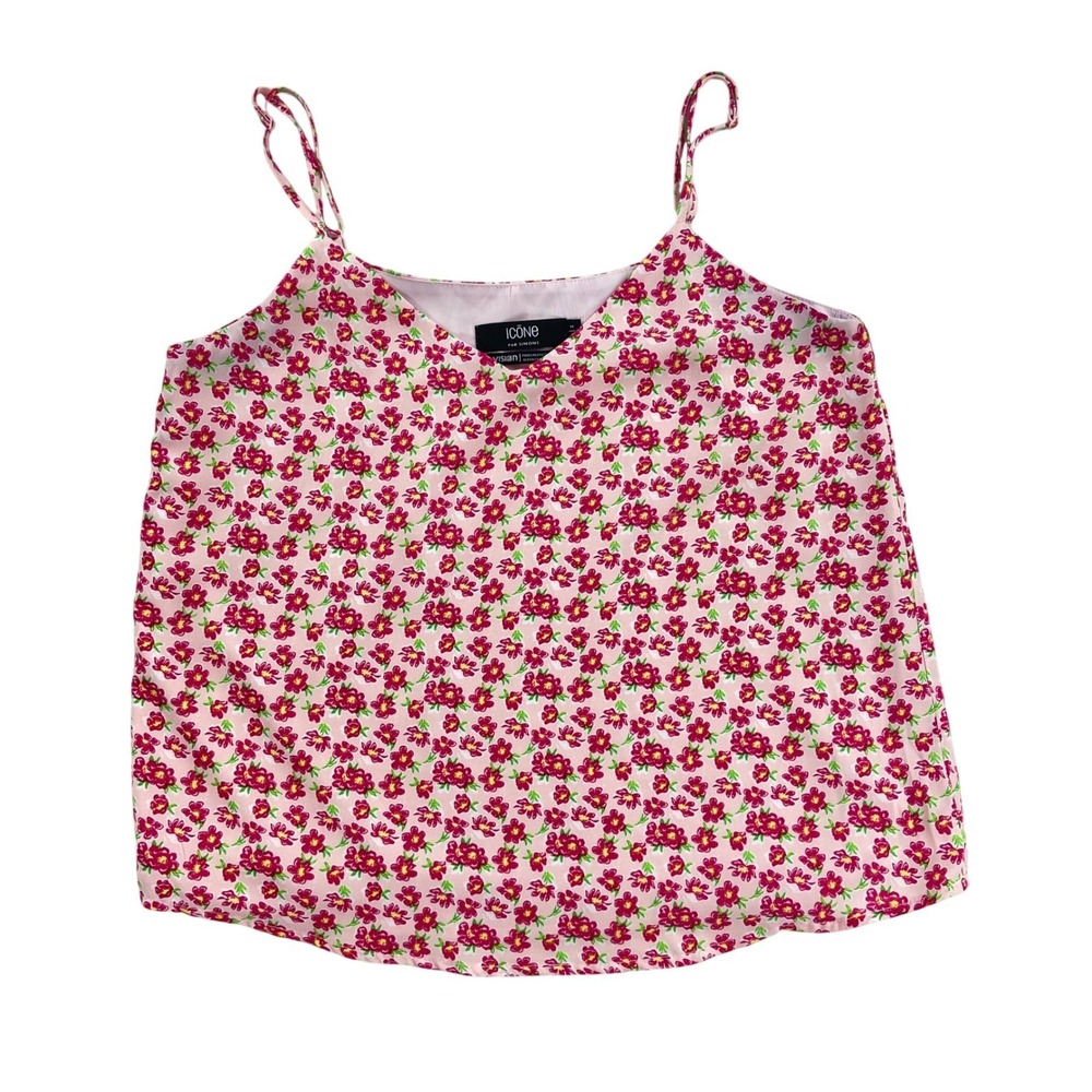 Icone‎ Simons Camisole Women Medium Pink Floral V-Neck Viscose